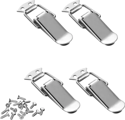Produktbild von 4 Stück Edelstahl Spannverschluss mit Schrauben, Kistenverschluss und Hebelverschluss für Werkzeugkasten, Schnapperklemme mit Federknebel, Robust und Langlebig