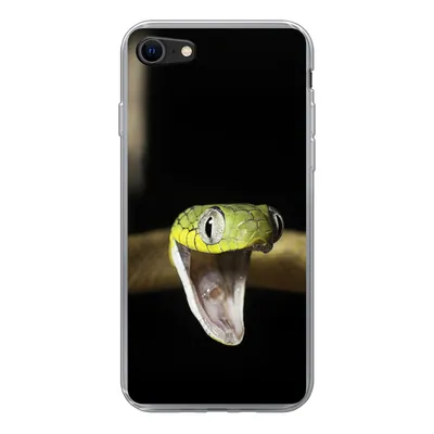 Produktbild von MuchoWow® Handyhülle Schutzhülle Hülle für iPhone 7 Schlange - Tier - Schwarz Silikon Softcase Handy Hülle - Kartenhalter