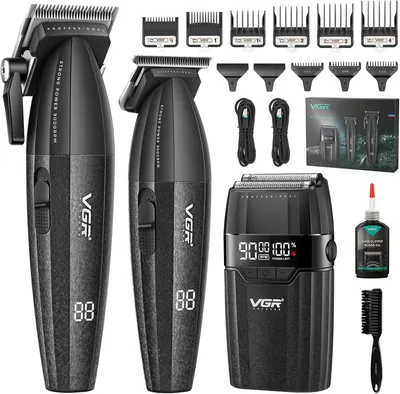 Produktbild von 3 IN 1 Haarschneidemaschine Profi Haarschneider Haartrimmer und Folienrasierer Set, Kabellose Friseur Set LED Anzeige für den Friseur und Heimgebrauch