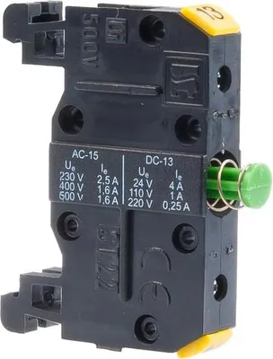 Immagine prodotto di Interruttore con guida a 10 contatti per montaggio su guida, colore verde NO per pulsanti ST22