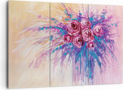 Produktbild von Bild auf Leinwand - Leinwandbild - 3 Teile - Blumenstrauß Blumen Rosen - 165x110cm - Wand Bild - Wanddeko - Wandbilder - Leinwanddruck - Bilder - Wanddekoration - Leinwand bilder - CE165x110-4465