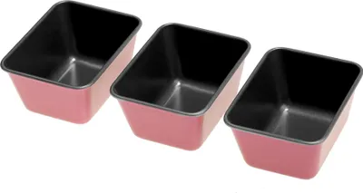 Produktbild von Tefal Creabake 3 tlg. Mini Kuchen-Set J30798, Kuchenform, Rechteckig, Kohlenstoffstahl, Flache Oberfläche, Pink, China