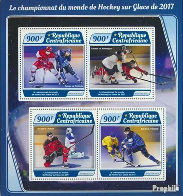 Produktbild von Briefmarken Zentralafrikanische Republik 2017 Mi 7175-7178 Kleinbogen (kompl. Ausgabe) postfrisch Eishockey