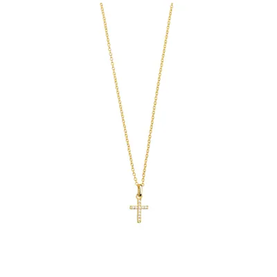 Produktbild von Xenox S3521GK Kette mit Anhänger Damen Classic Kreuz Zirkonia Silber Vergoldet