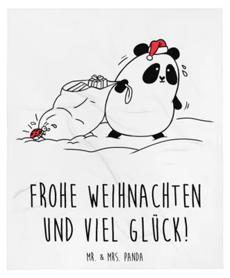 Produktbild von Mr. & Mrs. Panda Decke Panda Weihnachten - Weiß - Geschenk, Tagesdecke, Bettdecke, Plaid, Sofaüberwurf, Kuscheldecke