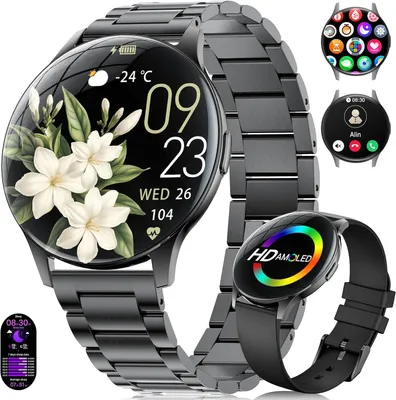 Produktbild von Smartwatch Damen, 7,99 mm Ultra-Dünn, 1,43" HD Always-On Display, IP68 Wasserdicht, 100+ Sportmodi, Herz-/Schlaftracking, Anruf- & Nachrichtenfunktion