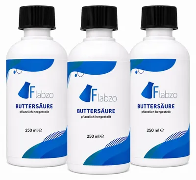 Produktbild von Buttersäure hochrein – 3 × 250 ml (750 ml) –Laborqualität – Butyric Acid