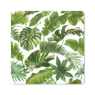 Produktbild von MuchoWow® Mauspad Mousepad Blätter - Weiß - Muster - Mädchen - Kinder - Jungen - Kinder 20x20 cm - Mousepads - Maus Mat - Pad - Mausunterlage - Desk Mat - Bureauartikeln