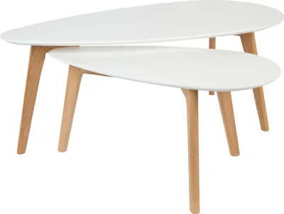 Produktbild von Housecraft Living Drop Beistelltisch Oval Holz Weiß 2er-Set