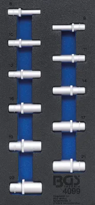 Produktbild von BGS 4099 1/3 Werkstattwageneinlage: Steckschlüsseleinsätze 10 (3/8), tief in ZOLL, 11-tlg.