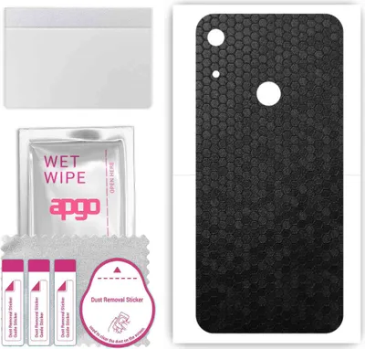 Produktbild von apgo Rückseite Schutzfolie, Skin, kompatibel mit Huawei Y6S, Hinten Displayschutzfolie aus Vinylfolie, kratzfest, einfache Montage - Schwarze Honigwabe