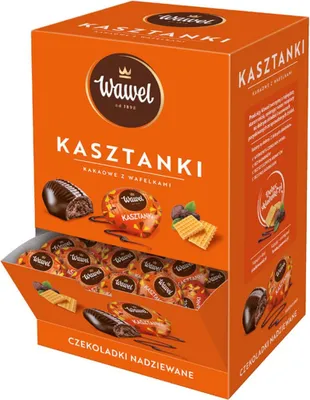 Obrázok produktu pre Wawel Kakaové gaštany s vafľami – čokoládové bonbóny s náplňou, 2,3 kg