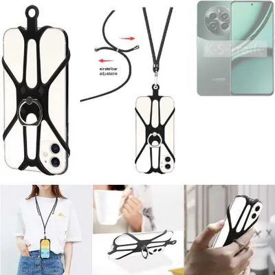 Produktbild von K-S-Trade 3in1 Handykette Handyband Handykordel Halsband Smartphone-Ring Handy-Ring kompatibel mit Realme Narzo 70 Pro 5G Fingerhalterung Handyring