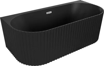Produktbild von Mexen Sella freistehende wandmontierte Rillenbadewanne 170 x 80 cm, schwarz matt, Überlauf chrom - 52711708071-01