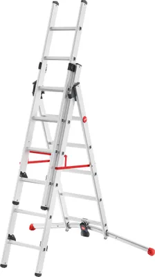 Zdjęcie produktu dla Hailo S100 ProfiLOT, aluminiowa drabina kombinowana 3-sekcyjna, 2x6 + 1x5 szczebli