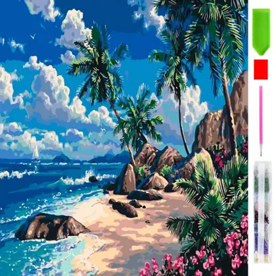 Produktbild von Malen nach Zahlen 5d Diamond Painting Palmen am Strand Malen nach Zahlen 30x40cm
