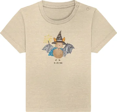 Produktbild von Mr. & Mrs. Panda Babyshirt Fledermaus Zauberer 0. - 6. Monat - Natural Raw - Geschenk, Fledermäuse,  T-Shirt, Frauen, Baby, Lustige Sprüche, Kleinkind Shirt, Magier