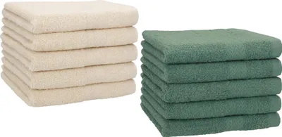 Produktbild von Betz 10 Stück Gästetücher 30x50 cm PREMIUM 100% Baumwolle Set Farbe: sand und tannengrün