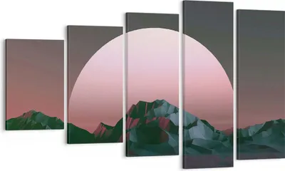 Produktbild von Bild auf Leinwand - Leinwandbild - 5 Teile - Landschaft Berge Sonne - 100x60cm - Wand Bild - Wanddeko - Wandbilder - Leinwanddruck - Bilder - Wanddekoration - Leinwand bilder - EG100x60-4320