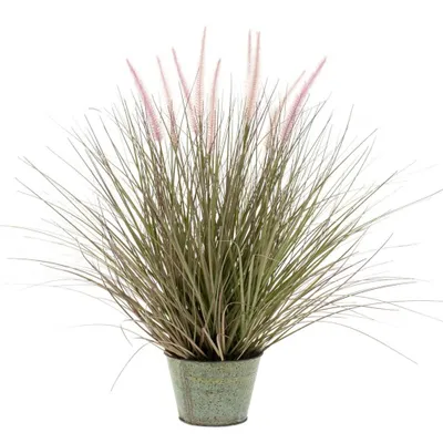 Obrázek produktu pro Smaragdové umělé pennisetum v zinkovém květináči 58 cm