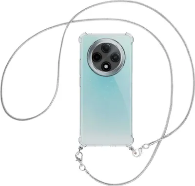Produktbild von Handykette Backcover-Schutzhülle mit Band (Metall silberfarben) für OPPO A3 PRO 5G - silberfarbene Snake-Kette
