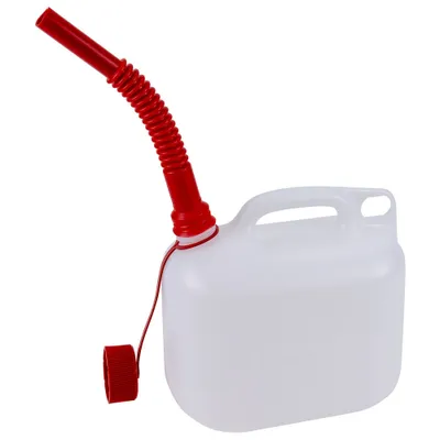 Produktbild von Hünersdorff Kraftstoff-Kanister STANDARD 5 L, HD-PE natur,mit UN-Zulassung und rotem Zubehör