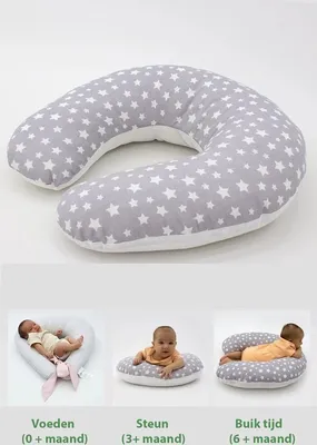 Produktbild von Stillkissen mit Bezug aus 100 % Baumwolle / Beidseitig verwendbares Stillkissen / Babykissen / Ergonomisches Stillkissen /  Standard 100