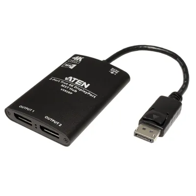 Obrázek produktu pro ATEN VS92DP-AT, DisplayPort, 2x DisplayPort, 3840 x 2160 px, Černá, Hliník, 4K Ultra HD