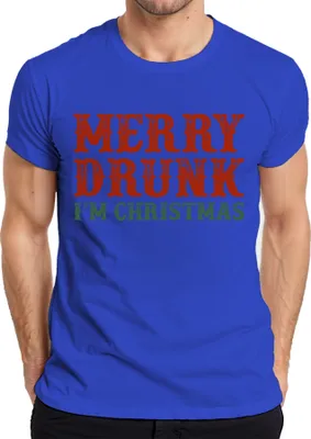 Produktbild von Merry Drunk I'm Christmas - Weihnachten Weihnachtsgeschenk Christmas Herren T-Shirt, Blau, 3XL