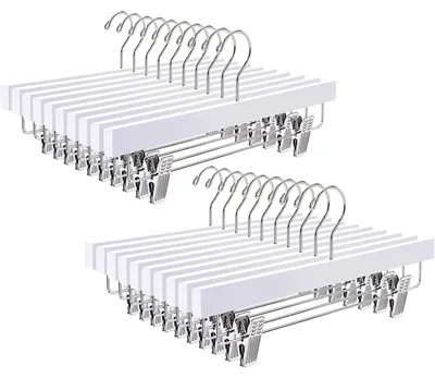 Produktbild von Hosenbügel Rockbügel Hosenhalter - Set mit 20 Stück - Naturholz - 35,5 cm - Weiß