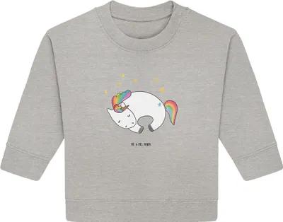 Produktbild von Mr. & Mrs. Panda Organic Baby Pullover Einhorn Nacht 12. - 18. Monat - Heather Grey - Geschenk, Unicorn, Bullover, Freundin, Einhörner, Menschen