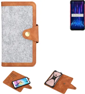 Produktbild von K-S-Trade Handyhülle kompatibel mit Doogee S97 Pro Schutzhülle Filz-Hülle Kunst-Leder hellgrau braun (1x)