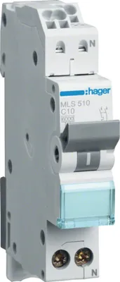 Produktbild von Hager LS-Schalter, 1P+N, 6kA, C-10A, QC, 1M, 1 Stk.