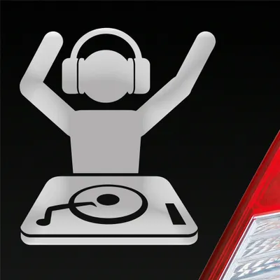 Produktbild von Auto Aufkleber DJ MUSIKER DISCO Motorrad Roller LKW 10x11 cm Silber Sticker Heckscheibenaufkleber