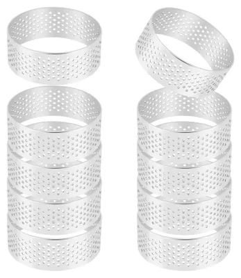 10er Set 5 cm Edelstahl Tortenringe, perforiert, hitzebeständig