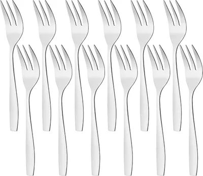 Produktbild von Kuchengabeln 12 Stück - Kleine Gabeln für Dessert & Kuchen - Hochwertige Edelstahl Kuchengabeln - Ideal für Dinnerpartys & Familienfeiern - Robustes