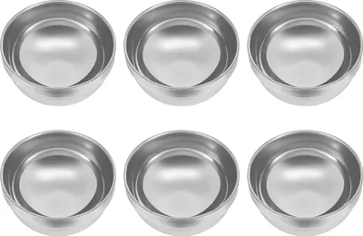 Image de 6 pièces double set de bols en acier inoxydable 13cm bols de riz bol de soupe pour enfants vaisselle familiale (argent)