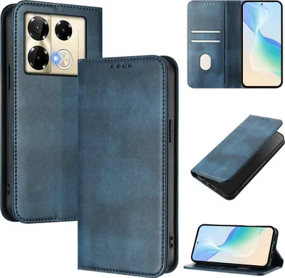 Image de Etui pour Infinix Note 40 Pro 4G/Note 40 Pro 5G/Note 40 Pro+ 5G, étui en cuir vintage avec protection RFID, fentes pour cartes, support Bleu