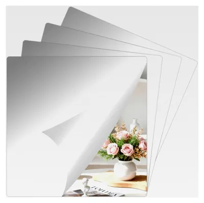 Produktbild von 4 Stück selbstklebende Spiegel für Schranktüren - Spiegelfolie Wandspiegel 20x20cm - Selbstklebende Spiegelfliesen - Klebespiegel für Wand und Badezimmer