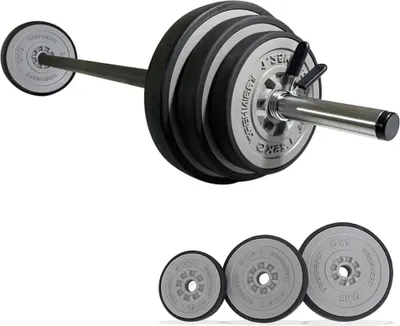 Produktbild von TrainHard 20 kg Hantelset mit federgeschlossenen Hantelstangen inklusive 6 Hantelscheiben, 140 cm Langhantelstangen, Gewichtheben,