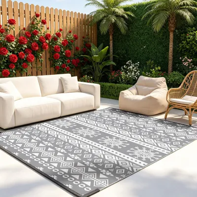 Produktbild von Outdoor Teppich 150 x 240 cm, Kunststoff, UV-beständig, wendbar, für Garten