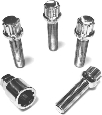 Produktbild von Felgenschloss M14x1,5x45mm Kugelbund R14 kompatibel mit Mercedes-Benz 4x silberne Felgenschlösser