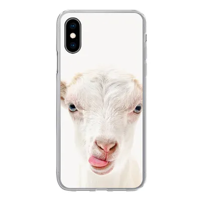 Produktbild von MuchoWow® Handyhülle Schutzhülle Hülle für iPhone X Ziege - Porträt - Junge - Mädchen - Kinder - Weiß Silikon Softcase Handy Hülle - Handyhülle