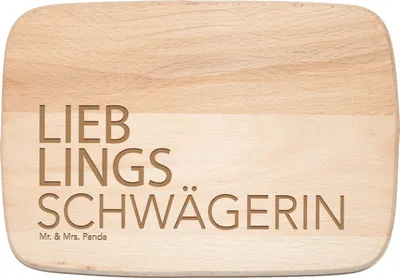 Produktbild von Mr. & Mrs. Panda Holzschneidebrett Schwägerin - Transparent - Geschenk, Schwippschwägerin, Spruch, küchenholzbrett, Frühstücksbrettchen, Frühstücksbrett, Schwähgerin