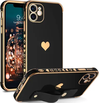 Image de Coque En Silicone Pour Apple Iphone 12 Noir Et Or Cadre A2172