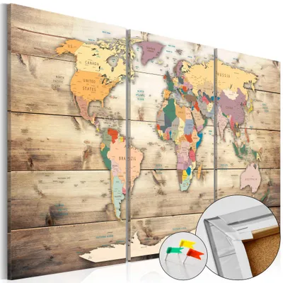 Obrázek produktu pro Korkový obraz z netkané textilie - Mapa snů 90x60 cm mapy k-C-0035-p-f