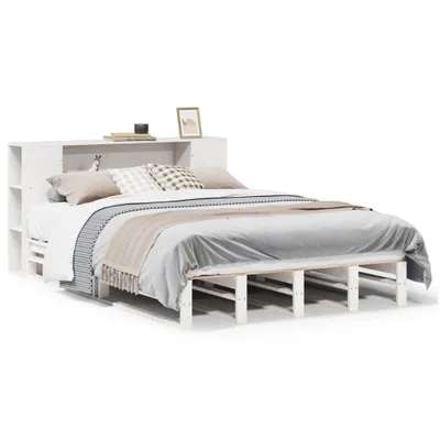 Produktbild von vidaXL Massivholzbett mit Regal ohne Matratze Weiß 160x200 cm