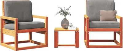 Produktbild von Design 3-tlg. Garten-Lounge-Set Wachsbraun Massivholz Kiefer, Gartenmöbel-Sets 2024 Neu