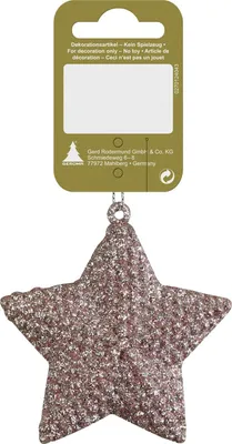 Produktbild von Weihnachtskugel Stern Glitzer aus Kunststoff 8 cm rosa 1 Stück
