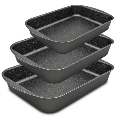 Productafbeelding van Ovenschaal – Antiaanbak bakplaat – Ovenschaal – Ovenschaal voor lasagne, kip en groenten – Set van 3